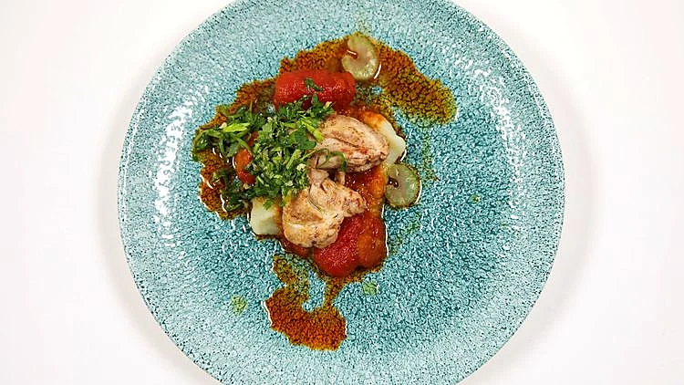 מתכון למוח טלה, קרם בטטה לבנה, שרי מטבוחה ואריסה