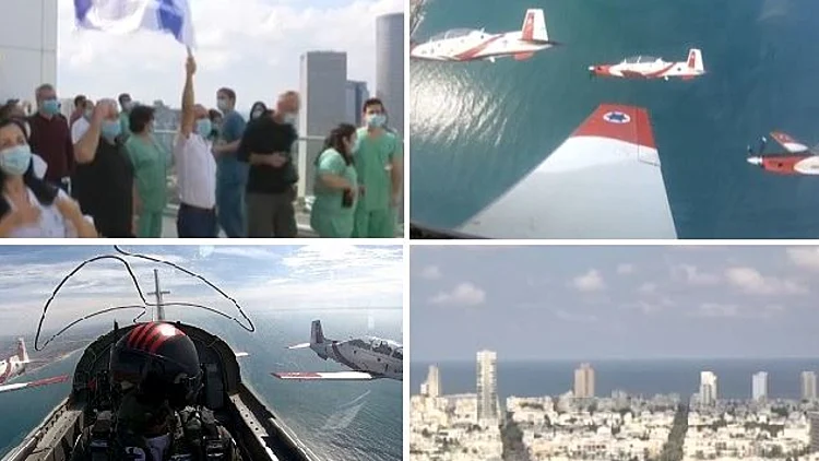 בהצדעה לצוותים הרפואיים: מטס חיל האוויר מעל בתי החולים • צפו