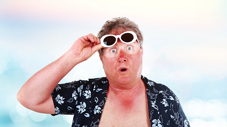 שרוף בשמש, איש, עם, משקפי שמש, קווים