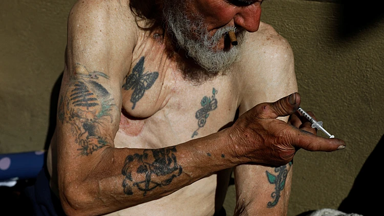 Hayes Injects What He Says Is The Synthetic Drug Fentanyl After San Francisco Mayor London Breed Held A News Conference Introducing Legislation In Curbing The Rise Of Deadly Overdoses In The City, San Francisco