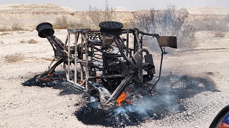 רכב השטח שעלה באש בנחל אמציה