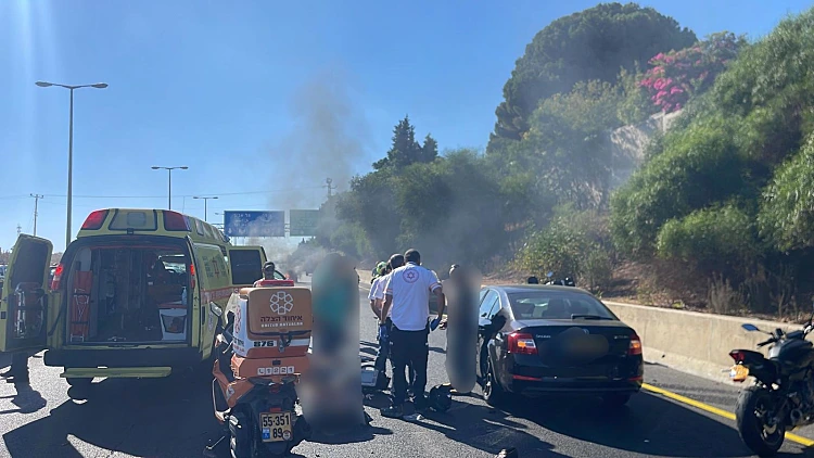 זירת התאונה בה נהרג רוכב האופנוע בכביש 5