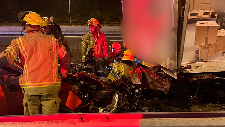 זירת התאונה בכביש 6