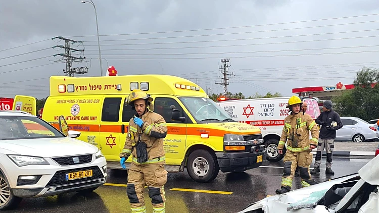 זירת התאונה סמוך למשואות יצחק