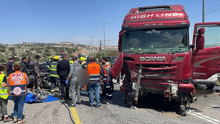 זירת התאונה בכביש 60