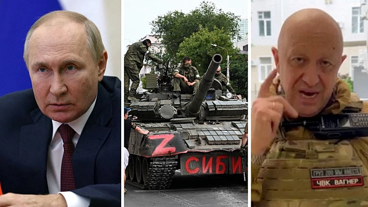 נשיא רוסיה ולדימיר פוטין ומנהיג "קבוצת וגנר" יבגני פריגוז'ין