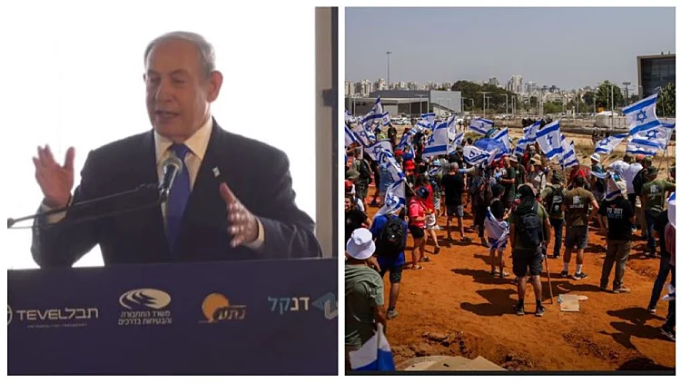 ברקע המחאות, נתניהו חנך את הקו האדום: "גם מתנגדינו ישתמשו בה"