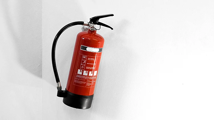 Red Fire Extinguisher White Wa