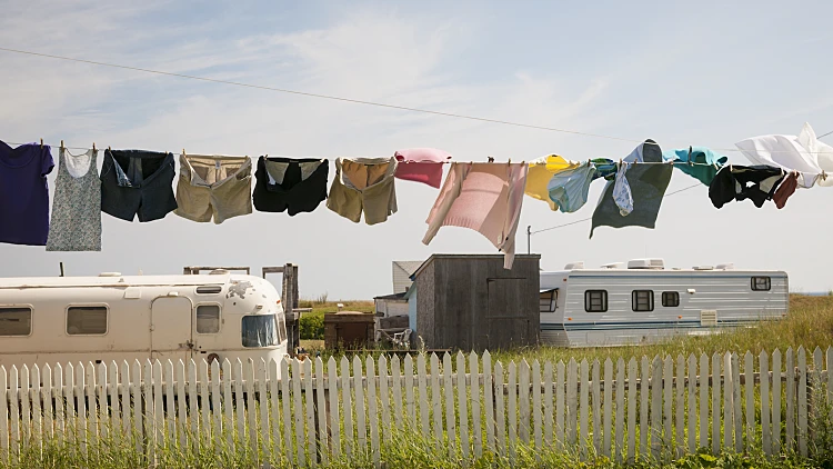 Trailer,homes,and,laundry,drying,on,line,in,north,rustico,
