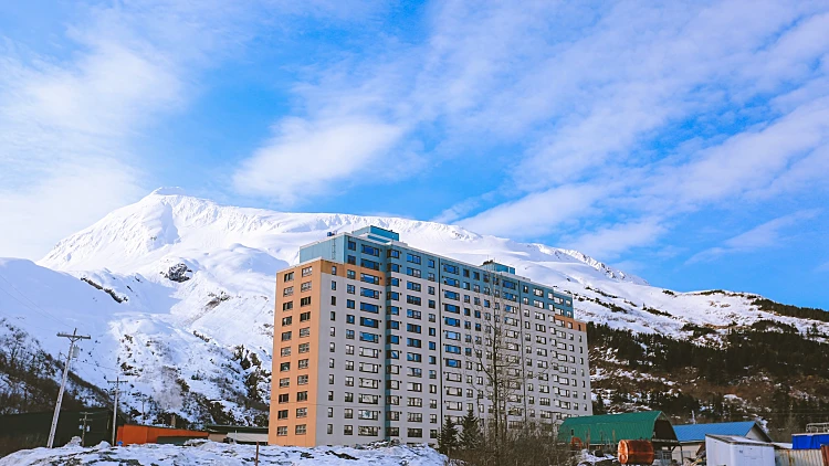 Begich,towers,whittier,alaska,in,winter