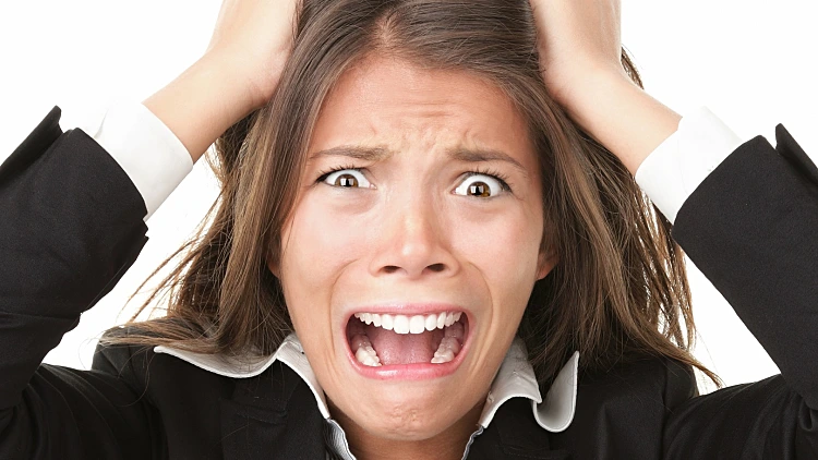 Stress.,woman,stressed,is,going,crazy,pulling,her,hair,in