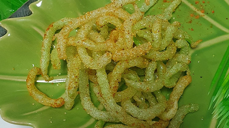 The Dish "fried Green Toothpick" Which Went Viral Following A Social Media Trend, Against Which South Korea's Food And Drug Safety Authorities Have Issued Warnings, Is Placed On A Plate, In Busan