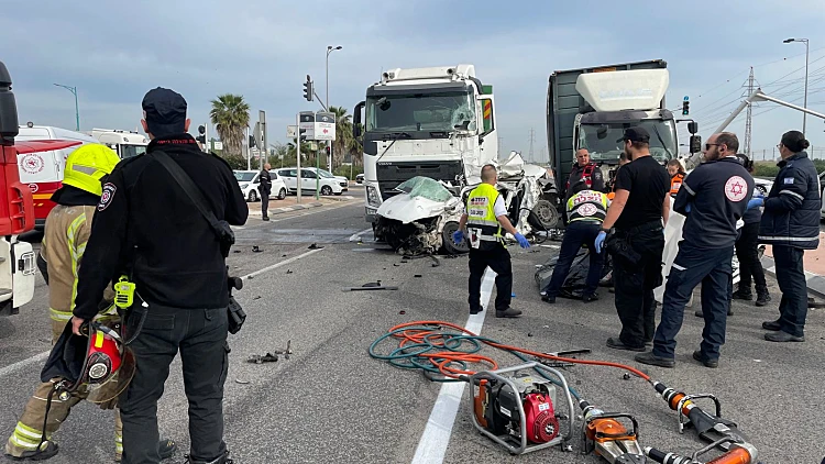 זירת התאונה בכביש 40