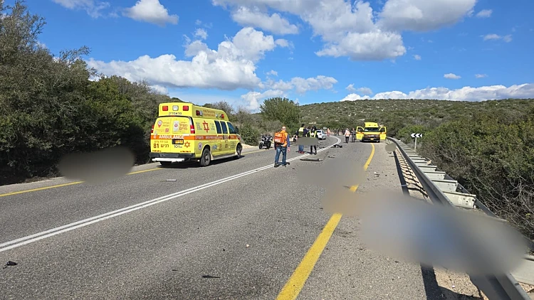 זירת התאונה בכביש 38 סמוך לבית גוברין