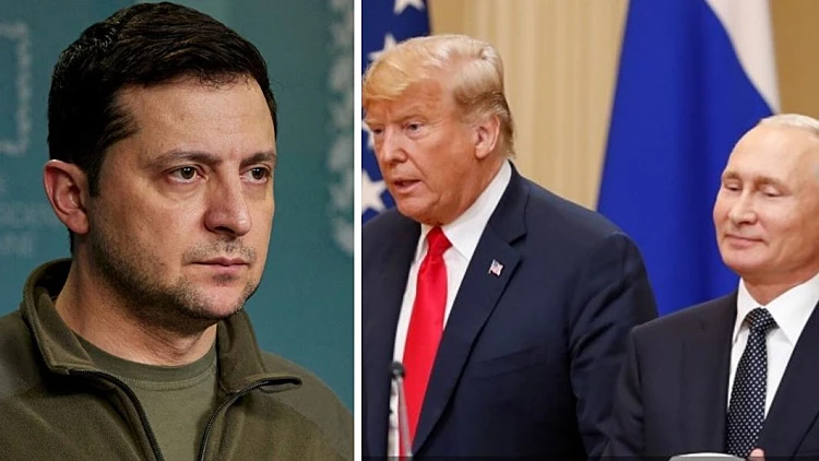 נשיא ארה"ב טראמפ, נשיא רוסיה פוטין, נשיא אוקראינה זלנסקי