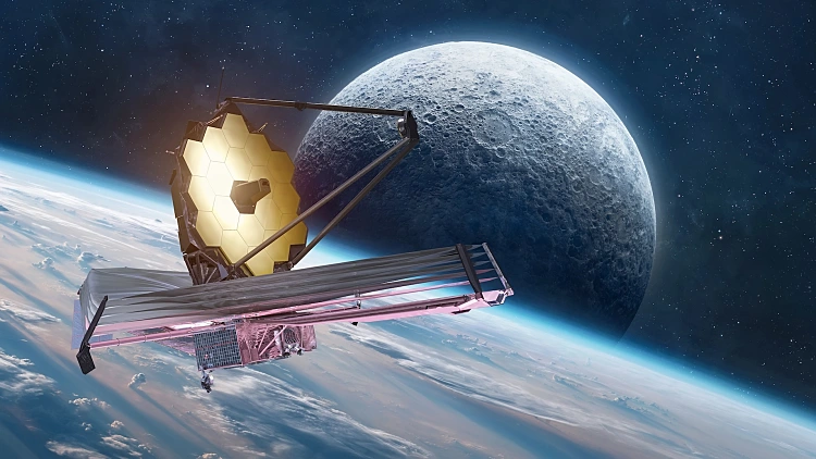 James,webb,space,observatory,near,earth,and,moon.,jwst,in