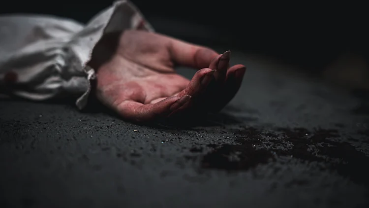 Closeup,hand,with,blood,of,horror,bloodthirsty,ghost,woman,on