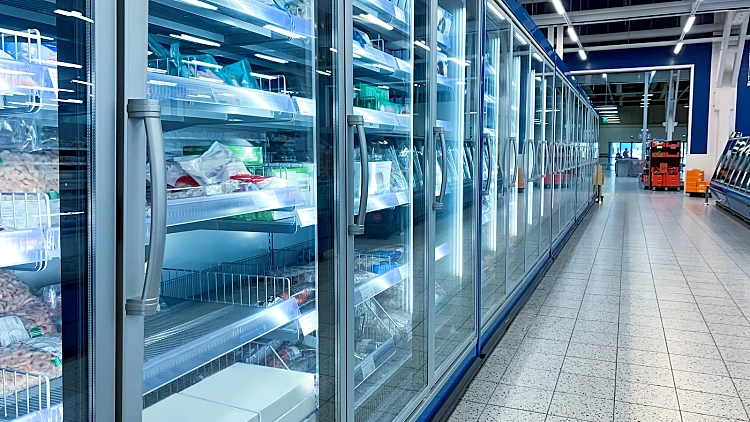 Grocery,store,refrigerator,with,various,food