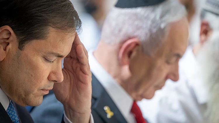 רה"מ נתניהו ומזכיר המדינה מרקו רוביו בכותל המערבי