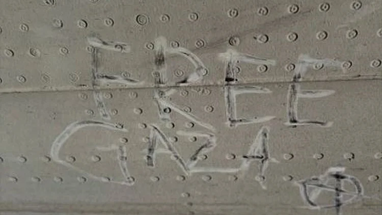 "שחררו את עזה": הכתובת שהתגלתה על מטוס החברה היוונית