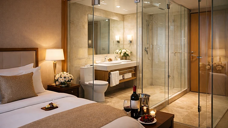 חדר רחצה שקוף בבתי מלון