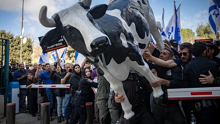 המחאה על רפורמת החלב: עימותים בין רפתנים לשוטרים בירושלים
