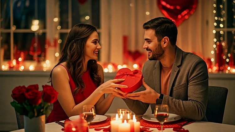 זוג בארוחת ולנטיין (אילוסטרציה)