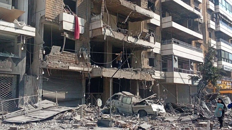 בניין שהותקף בדאחייה