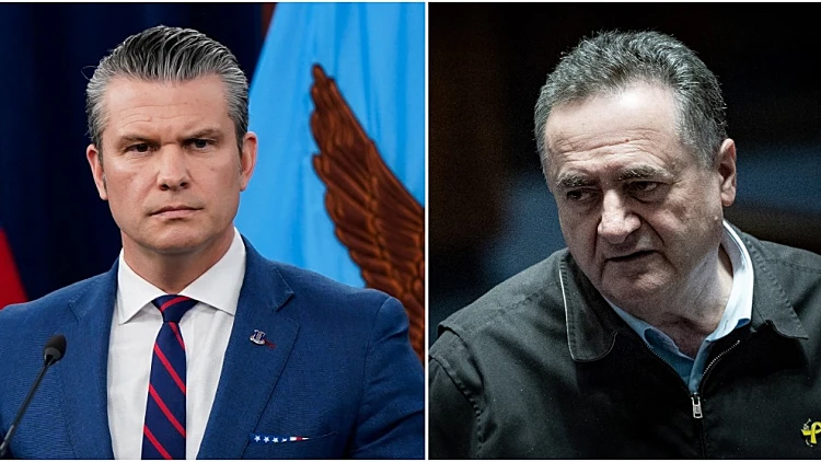 שר הביטחון ישראל כ"ץ ושר המלחמה האמריקני פיט הגסת'