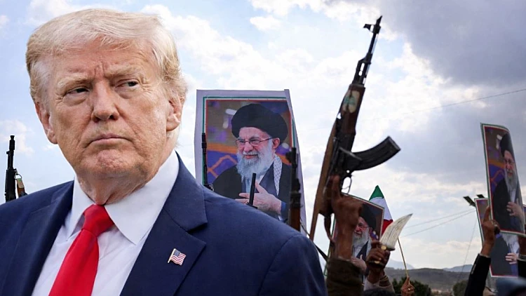 טראמפ ברקע תומכי המשטר האיראני