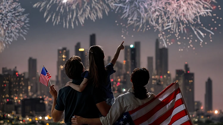 4 ביולי, יום העצמאות של אצרות הברית, דגל ארצות הברית אמריקה חוגגת עצמאות 250