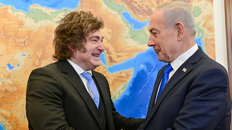 רה"מ נתניהו בלשכתו עם נשיא ארגנטינה חאבייר מיליי