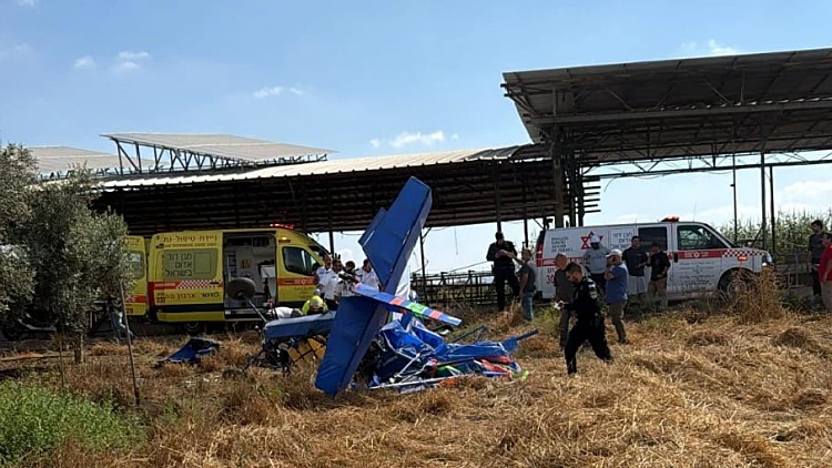 מטוס קל התרסק בעמק יזרעאל, שני גברים נפצעו אנושות