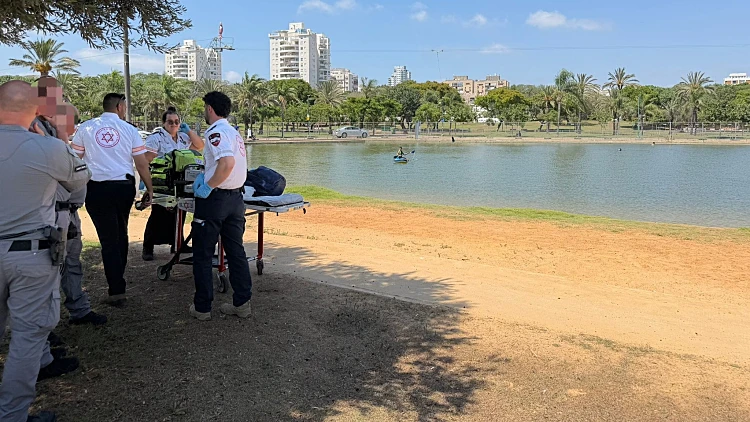זירת הטביעה באגם בפארק דרום ת"א