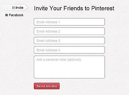 עמוד הזמנה לפינטרסט