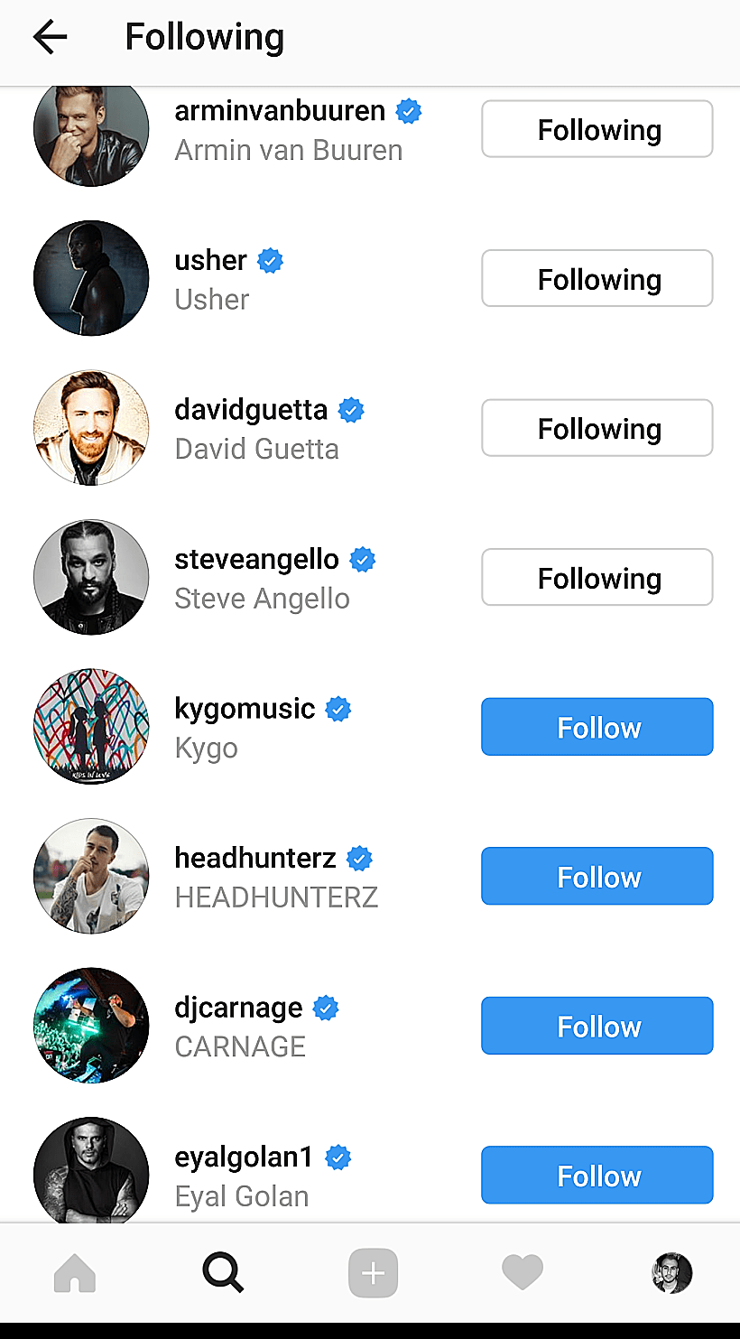 אייל גולן ברשימת ה-Following של מרטין גריקס