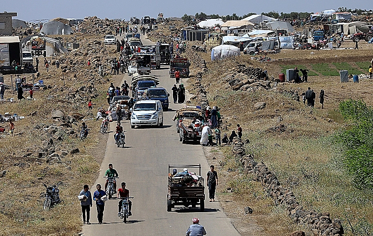 עקורים במחוז דרעא שבדרום סוריה