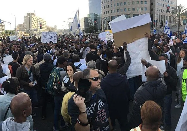 מחאת העדה האתיופית בצומת עזריאלי