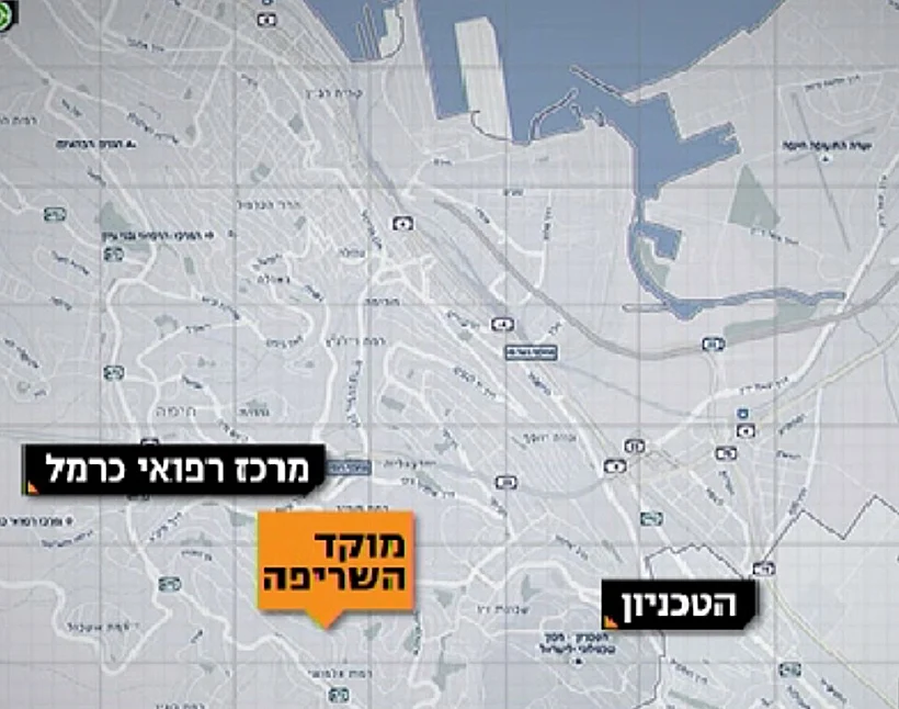 מפת השריפות בחיפה