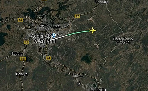 הנקודה שבה מטוס אתיופיה אירליינס נעלם מהרדאר