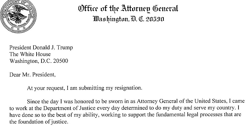 המכתב שהגיש סשנס לטראמפ