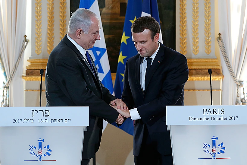 מסיבת עיתונאים בתום פגישתם של ראש הממשלה בנימין נתניהו ונשיא צרפת עמנואל מקרון