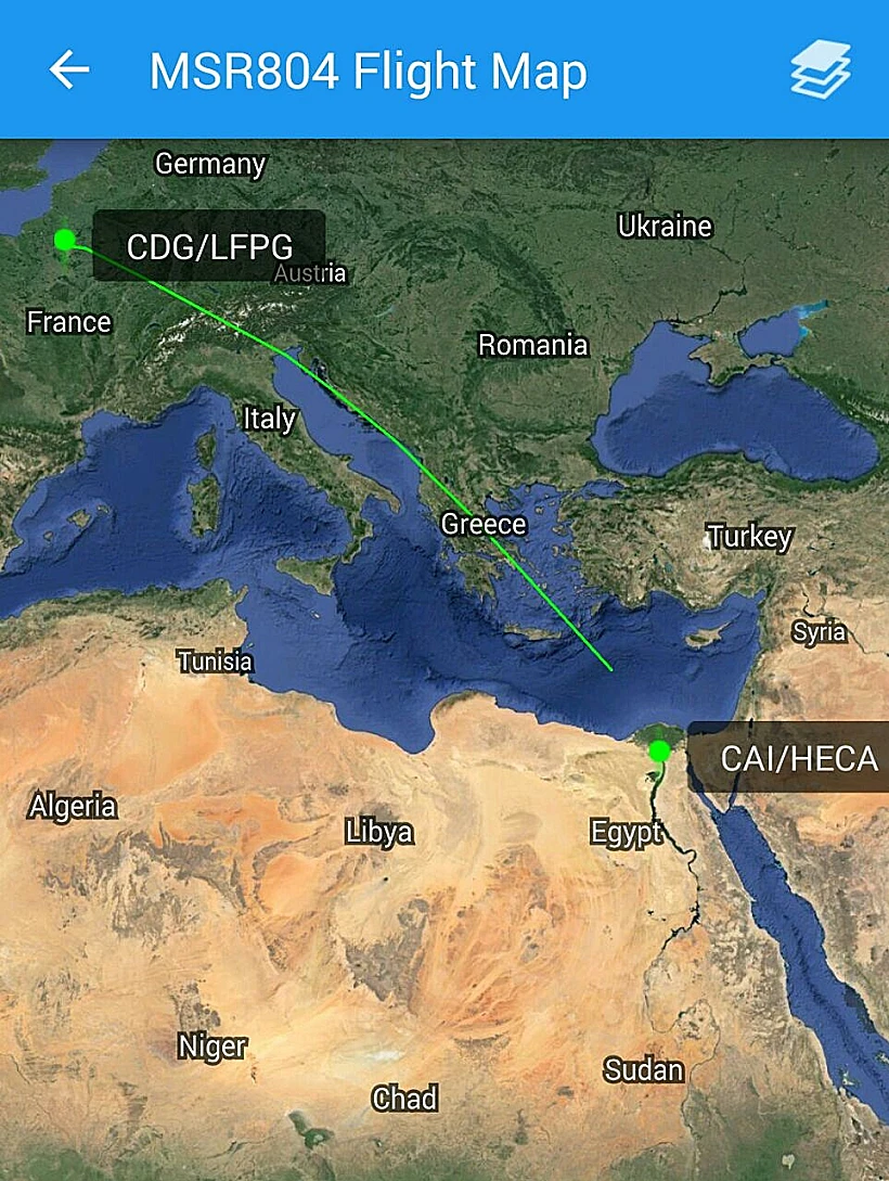 מסלול המטוס המצרי שנעלם