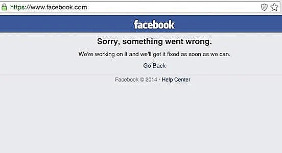 הודעת הקריסה של פייסבוק