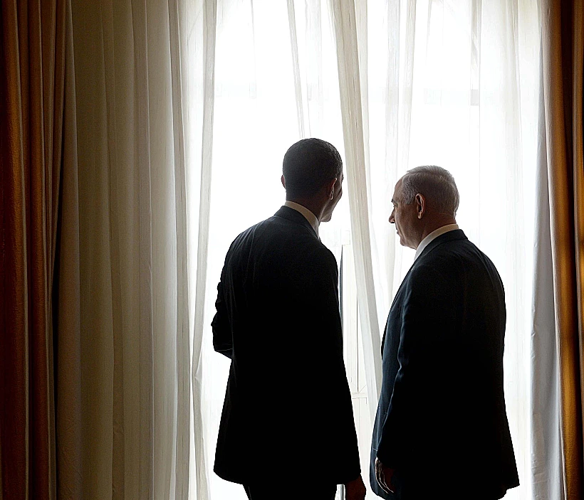 בנימין נתניהו וברק אובמה בפגישתם במלון המלך דוד בירושלים