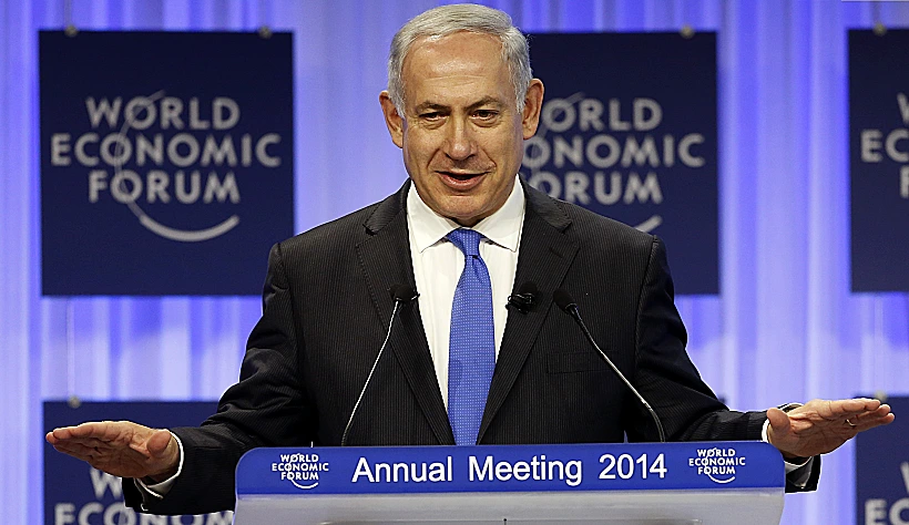 בנימין נתניהו נואם בכנס הכלכלי העולמי בדאבוס