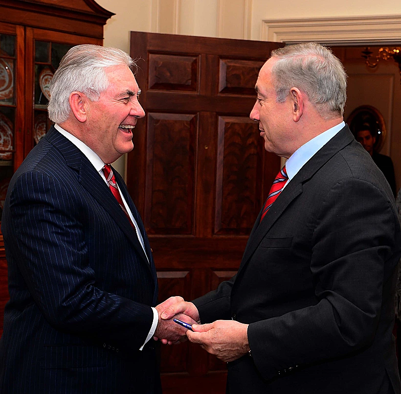ראש הממשלה בנימין נתניהו נפגש עם מזכיר המדינה האמריקני רקס טילרסון במחלקת המדינה בוושינגטון