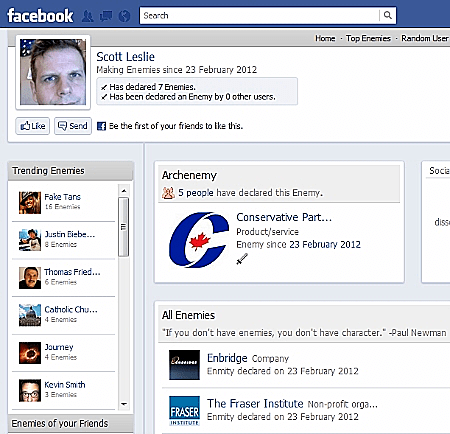 אפליקציית פיסבוק אויבים  EnemyGraph