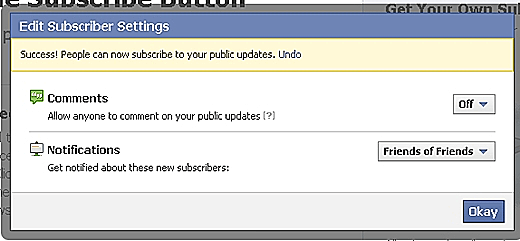 פייסבוק אפשרות subscribe