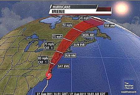 מעקב אחרי איירין באתר The Weather Channel